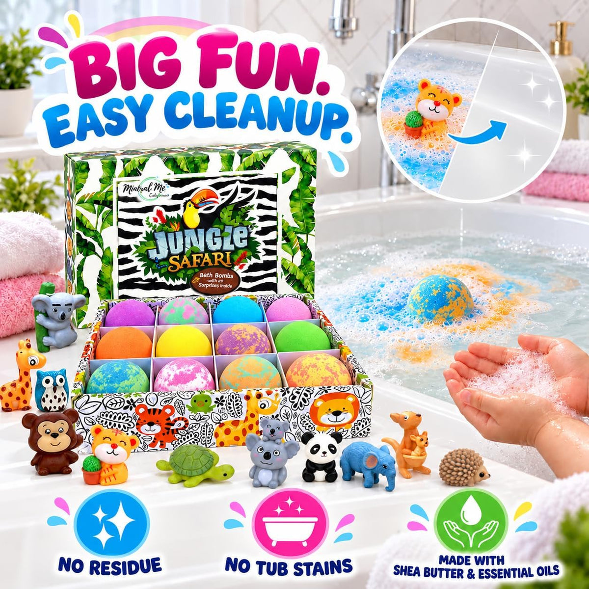 Bath Bombs for Kids with Surprise Inside, 12 Bubble Bath Fizzies with Toys