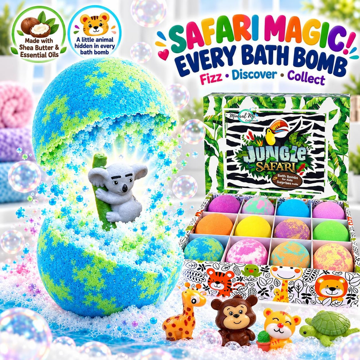 Bath Bombs for Kids with Surprise Inside, 12 Bubble Bath Fizzies with Toys